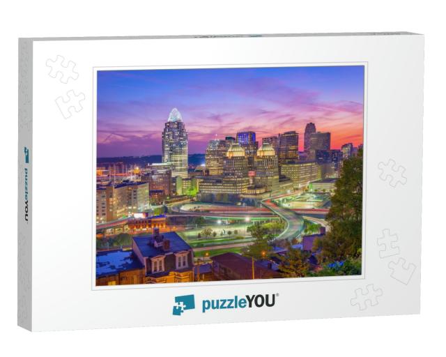 Cincinnati, Ohio, USA Downtown Cityscape At Dusk... Jigsaw Puzzle