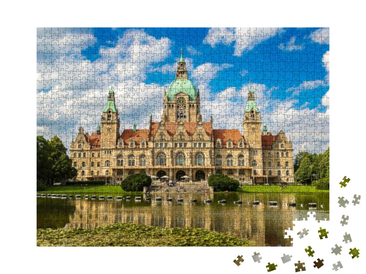 New City Hall in Hannover in a Beautiful Summer Day, Germ... Jigsaw Puzzle with 1000 pieces