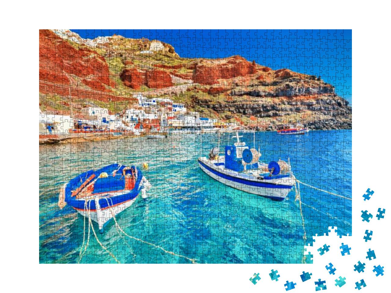 Greece. Breathtaking Beautiful Landscape of Two Fishing B... Jigsaw Puzzle with 1000 pieces