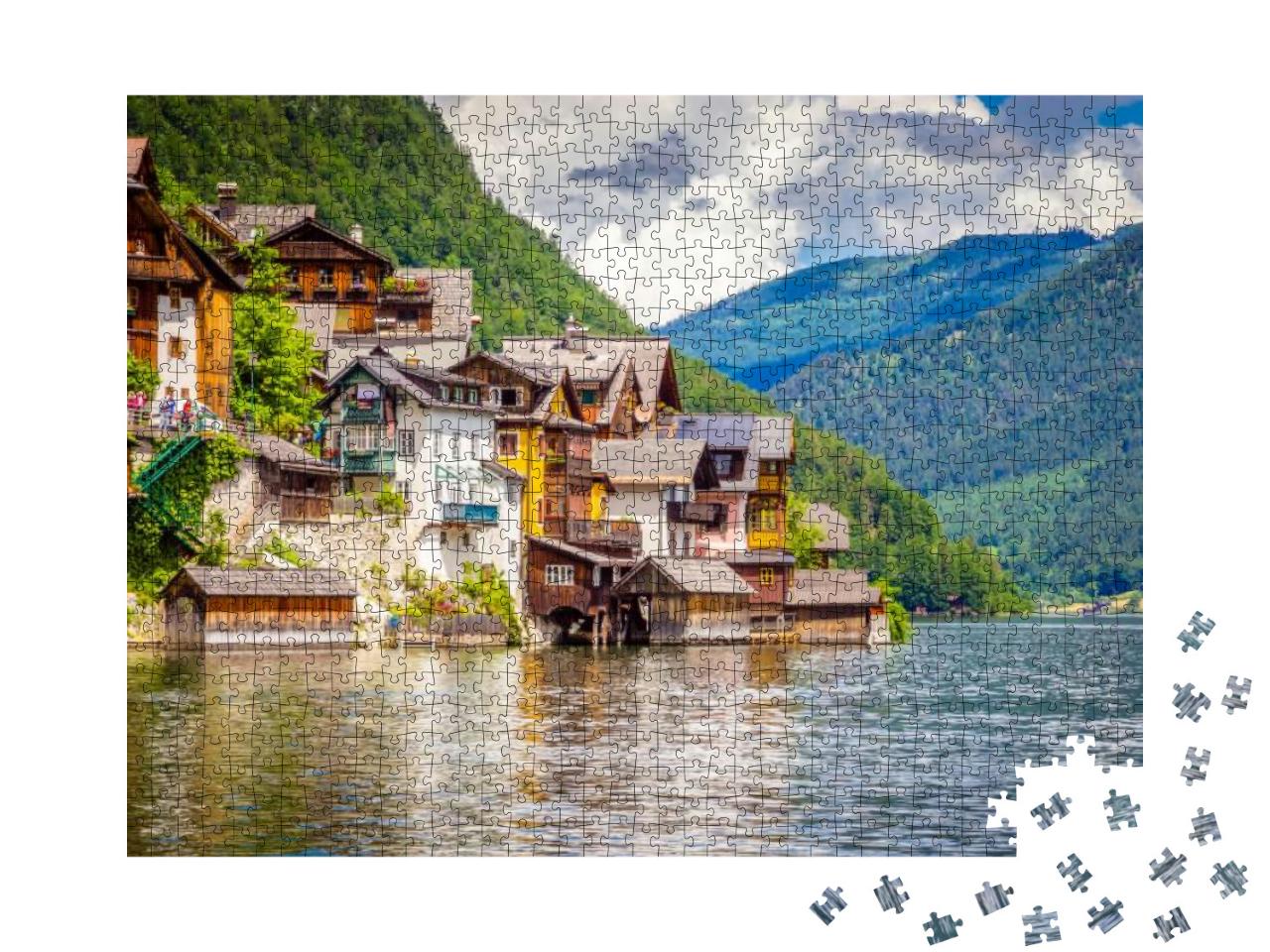 Fantastic View on Hallstatt Village & Alpine Lake, Austri... Jigsaw Puzzle with 1000 pieces