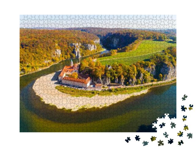 Aerial View to Weltenburg Abbey - Kloster Weltenburg. Thi... Jigsaw Puzzle with 1000 pieces