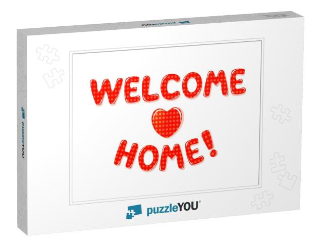 Welcome Home Text with Red Polka Dot Design... Jigsaw Puzzle