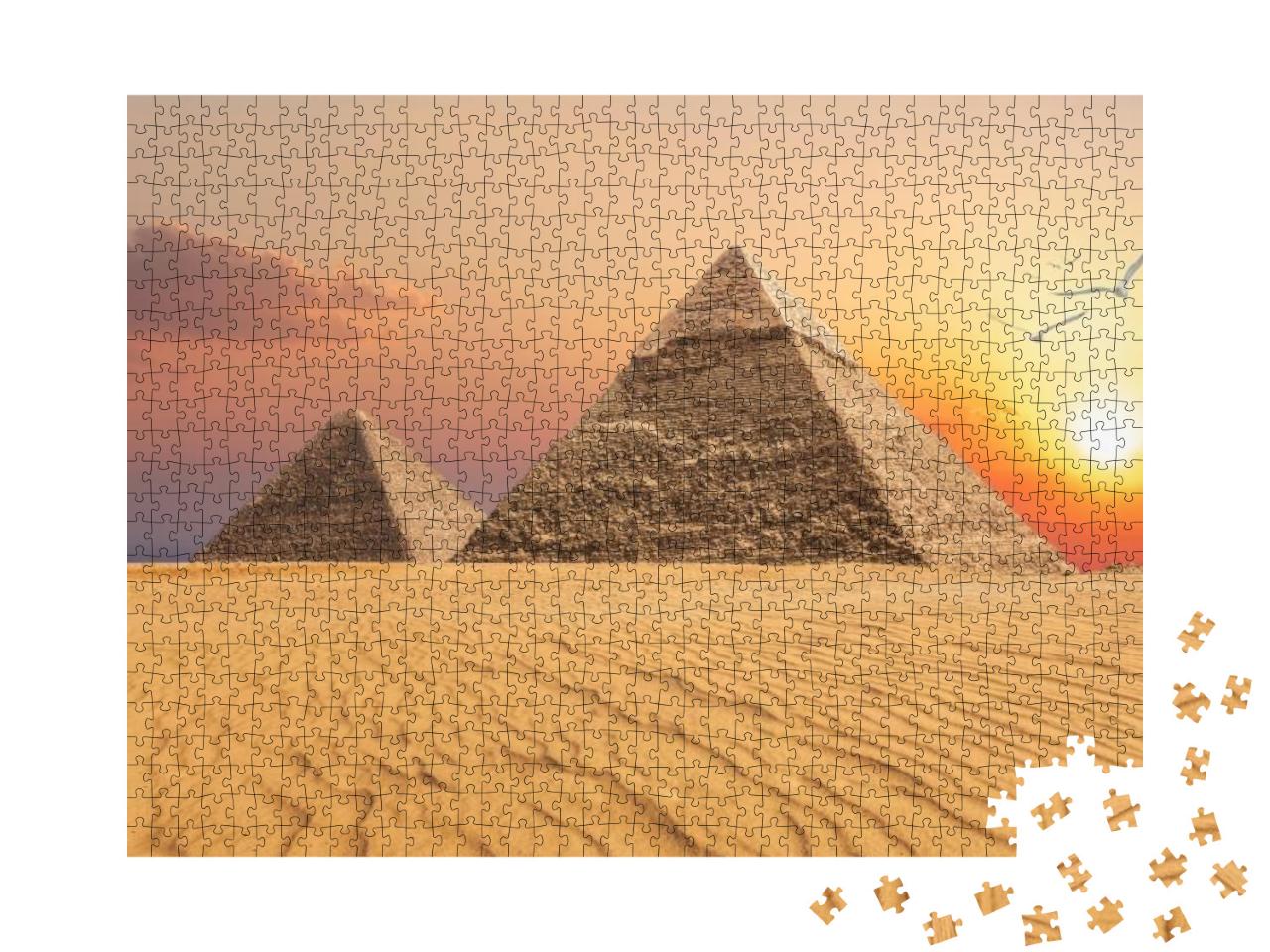 The Pyramid of Chephren & the Pyramid of Cheops, Beautifu... Jigsaw Puzzle with 1000 pieces