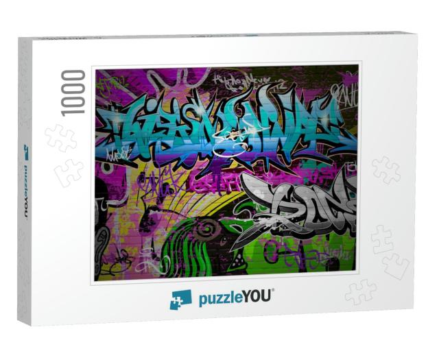 Graffiti Wall Vector Urban Art... Jigsaw Puzzle with 1000 pieces