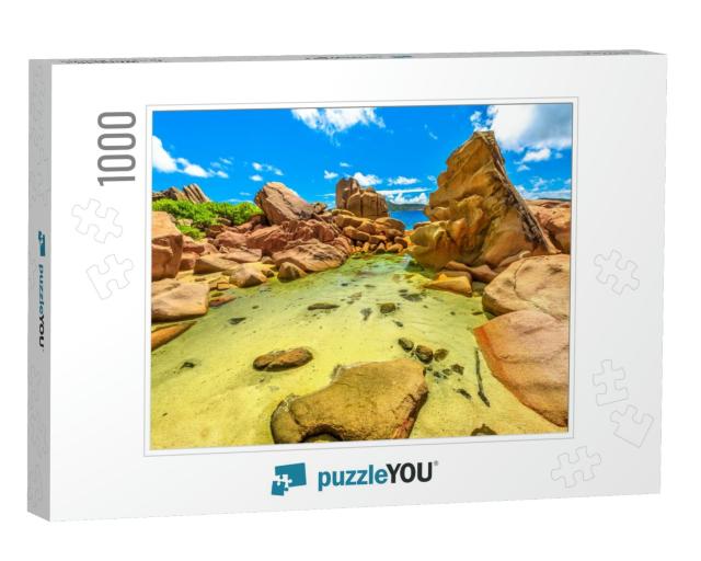 La Digue, Seychelles, Natural Pool. Scenic View of Clear... Jigsaw Puzzle with 1000 pieces