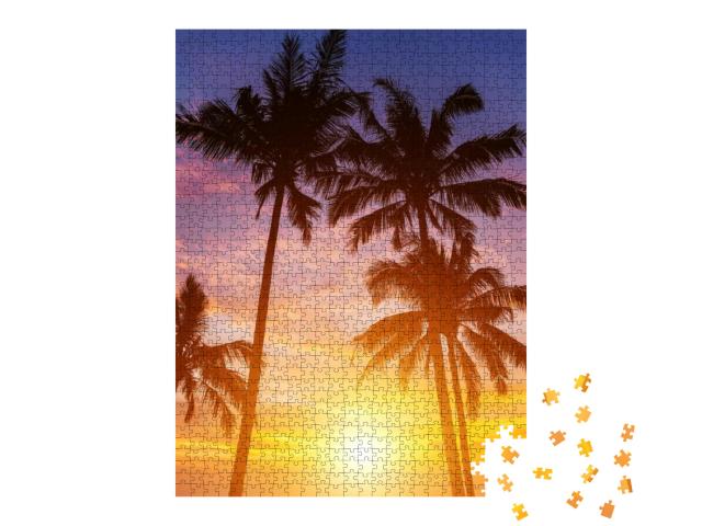 Palm Trees on the Background of a Beautiful Sunset... Jigsaw Puzzle with 1000 pieces