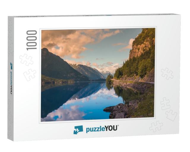 Summer Hardanger Fjord Near Trolltunga, Norway Landscape... Jigsaw Puzzle with 1000 pieces