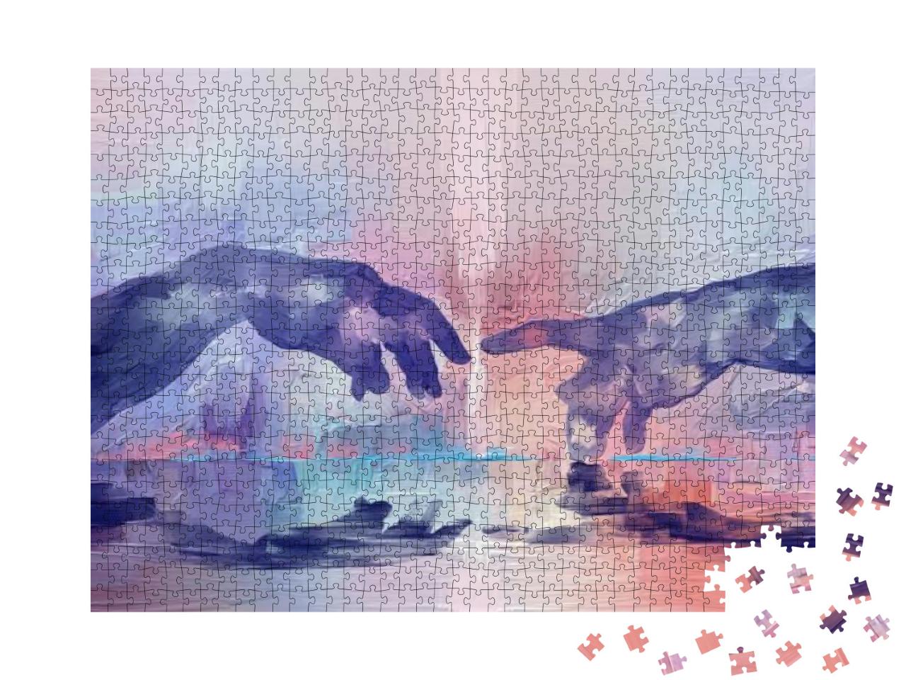 Fine Art Painting, Surrealistic Hand Painted Hands. Miche... Jigsaw Puzzle with 1000 pieces