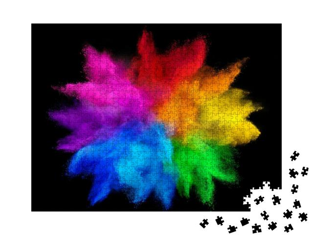 Colorful Rainbow Holi Paint Color Powder Explosion Isolat... Jigsaw Puzzle with 1000 pieces