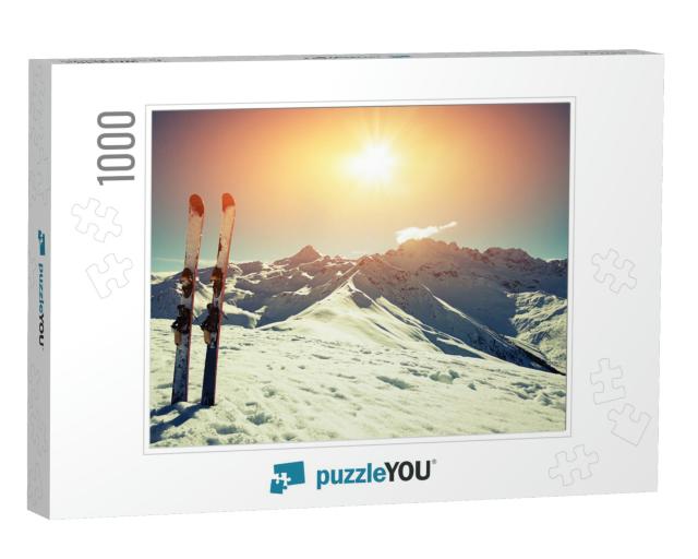 Skis in Snow At Mountains... Jigsaw Puzzle with 1000 pieces