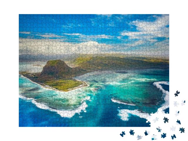 Aerial View of the Underwater Waterfall & Le Morne Braban... Jigsaw Puzzle with 1000 pieces