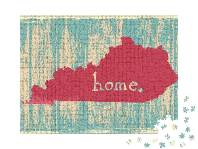 Kentucky Nostalgic Rustic Vintage State Vector Sign... Jigsaw Puzzle with 1000 pieces