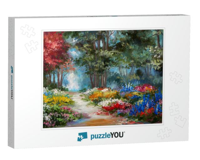 Oil Painting Landscape - Colorful Forest... Jigsaw Puzzle