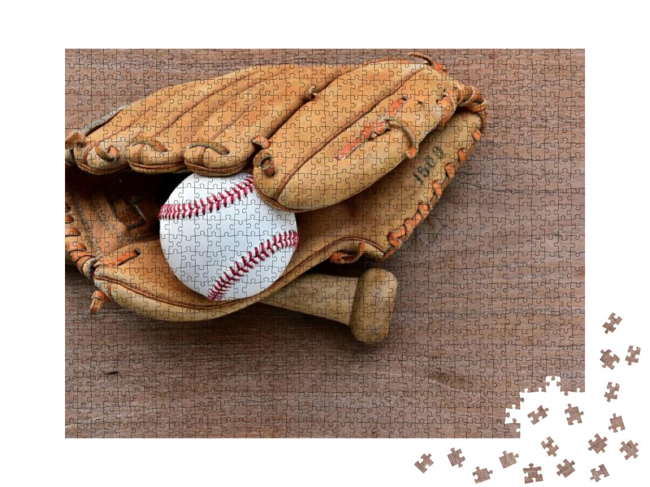 A Close Up Image of an Old Used Baseball, Baseball Bat &... Jigsaw Puzzle with 1000 pieces