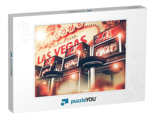 Slot Machine Games in Las Vegas Concept. Vegas Gambling 3... Jigsaw Puzzle