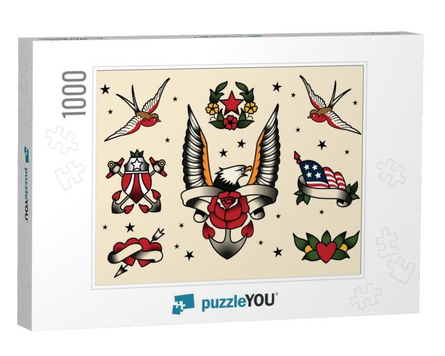 Tattoo Flash Vector Illustration... Jigsaw Puzzle with 1000 pieces