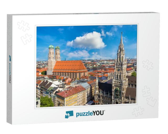 Aerial View on Marienplatz Town Hall & Frauenkirche in Mu... Jigsaw Puzzle
