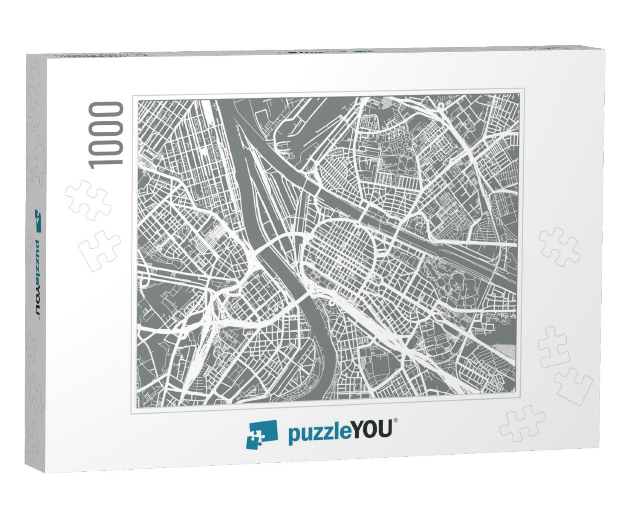 Urban Vector City Map of Mannheim, Germany... Jigsaw Puzzle with 1000 pieces