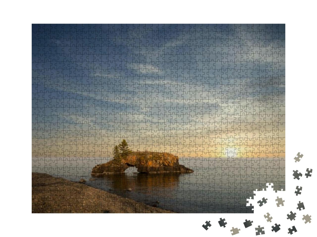 Hollow Rock At Sunrise on the Lake Superior North Shore i... Jigsaw Puzzle with 1000 pieces