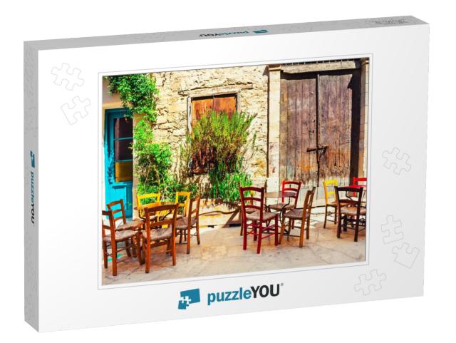 Cafe on the Old Street in Limassol, Cyprus. Travel & Vaca... Jigsaw Puzzle