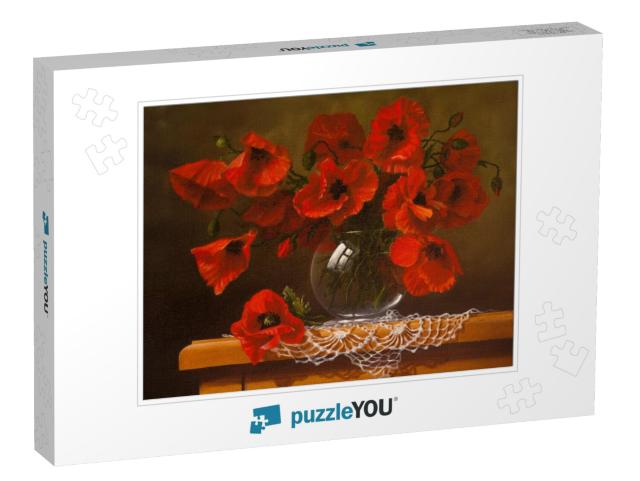 Oil Painting on Canvas, Poppy... Jigsaw Puzzle