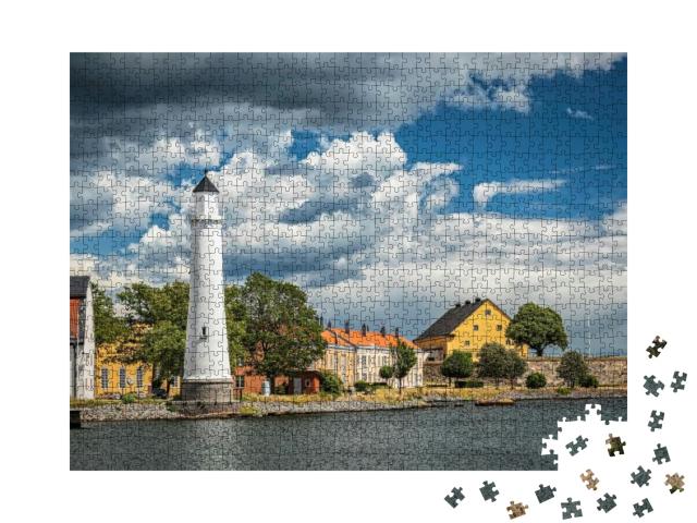 The Stumholmen Island Lighthouse At Karlskrona in Sweden... Jigsaw Puzzle with 1000 pieces