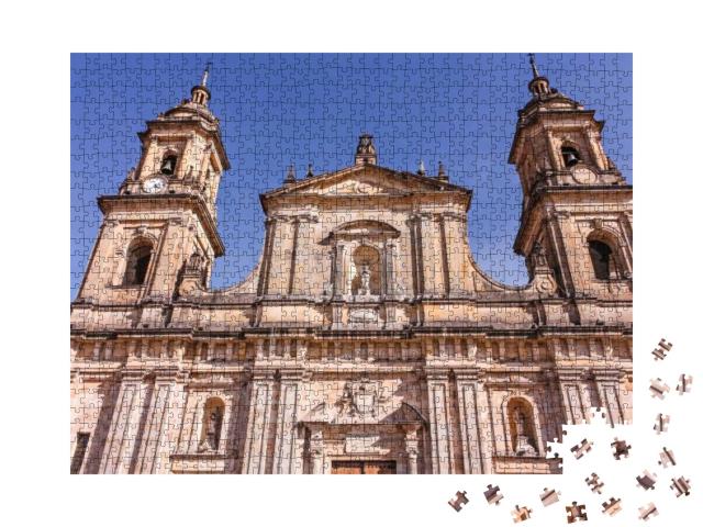 Facade of the Primada Cathedral of Bogota Stands in the F... Jigsaw Puzzle with 1000 pieces