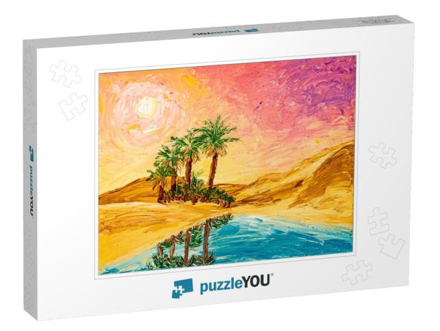 Oasis in the Sahara Desert Painting... Jigsaw Puzzle