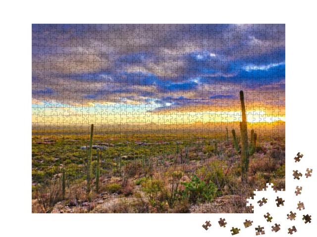 Sunset Over Suburb of Tucson... Jigsaw Puzzle with 1000 pieces