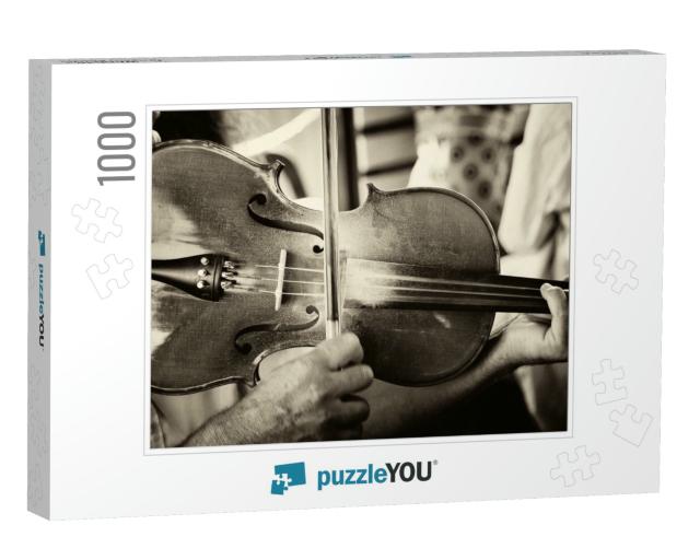 Music Fiddle Violin Vintage Old Macro... Jigsaw Puzzle with 1000 pieces