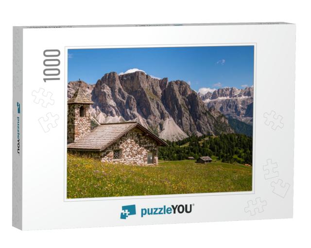 Mountain Chapel in Front of Sella Group Sellagruppe, Grup... Jigsaw Puzzle with 1000 pieces