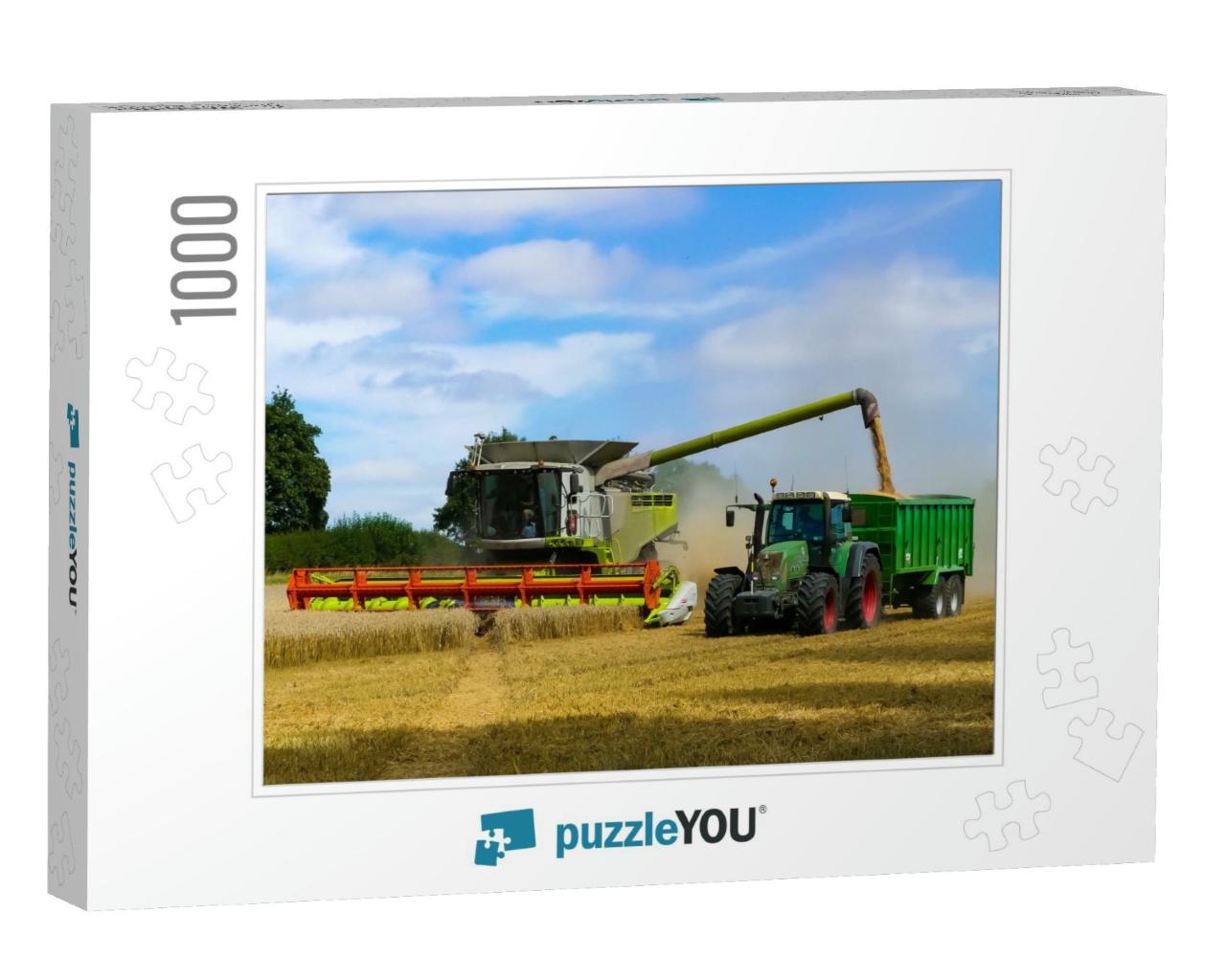 Tractor with Trailer Working in Tandem Alongside a Workin... Jigsaw Puzzle with 1000 pieces