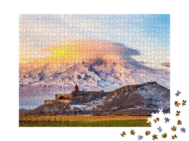 Mount Ararat in Armenia. Sunrise Over Ararat in Armenia w... Jigsaw Puzzle with 1000 pieces