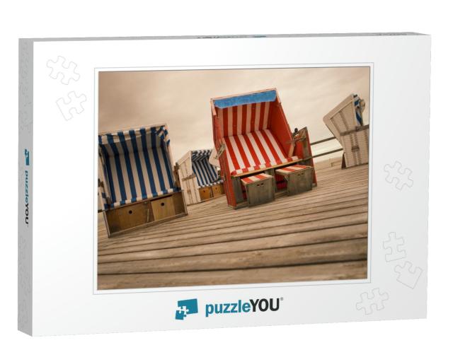 Beach Chairs on a Pedestal Made of Wood, At the Beach of... Jigsaw Puzzle