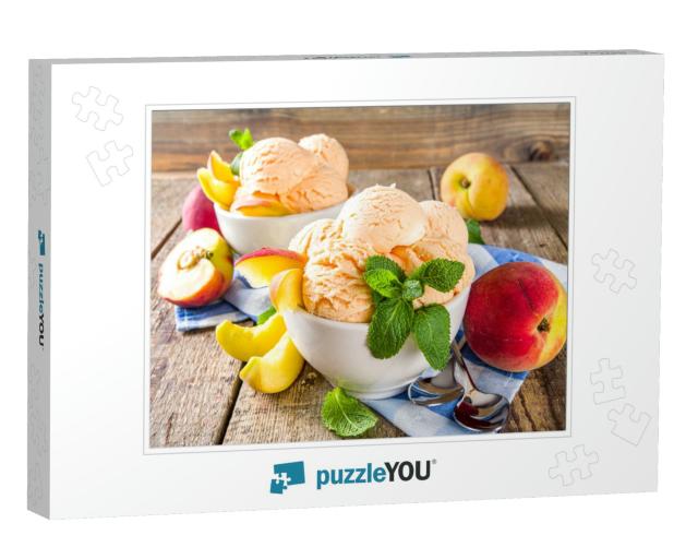 Homemade Sweet Peach Ice Cream. Peach Gelato Balls in Sma... Jigsaw Puzzle