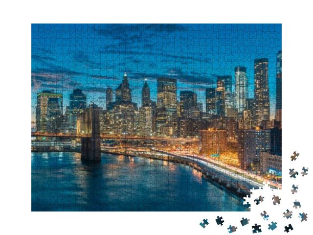 Amazing View of Central Manhattan from Manhattan Bridge... Jigsaw Puzzle with 1000 pieces