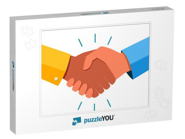 Shaking Hands Business Vector Illustration with Abstract... Jigsaw Puzzle