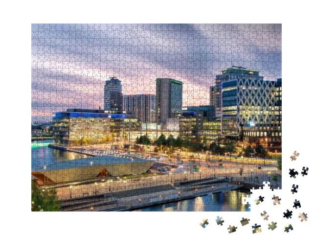 Beautiful Sky Over Media City, Salford Quays, Manchester... Jigsaw Puzzle with 1000 pieces