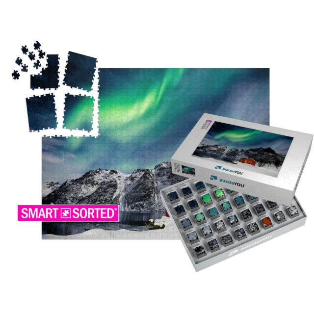 Lofoten Islands, Svolvaer, Northern Lights Over a Frozen... | SMART SORTED® | Jigsaw Puzzle with 1000 pieces
