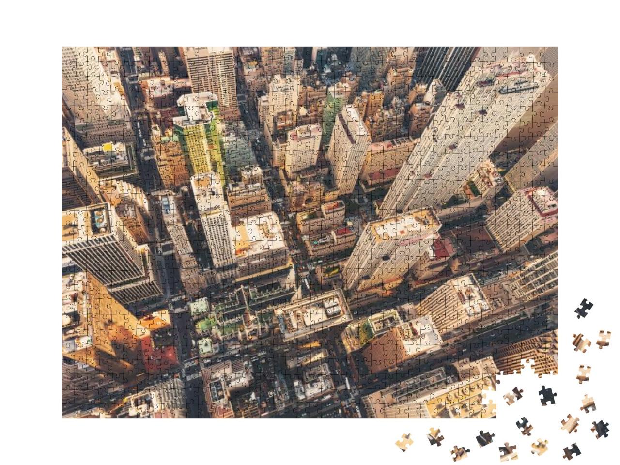 Aerial View of Midtown Manhattan At Sunset with a View of... Jigsaw Puzzle with 1000 pieces