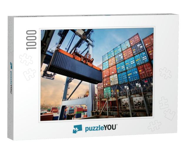 Container Loading in a Cargo Freight Ship with Industrial... Jigsaw Puzzle with 1000 pieces