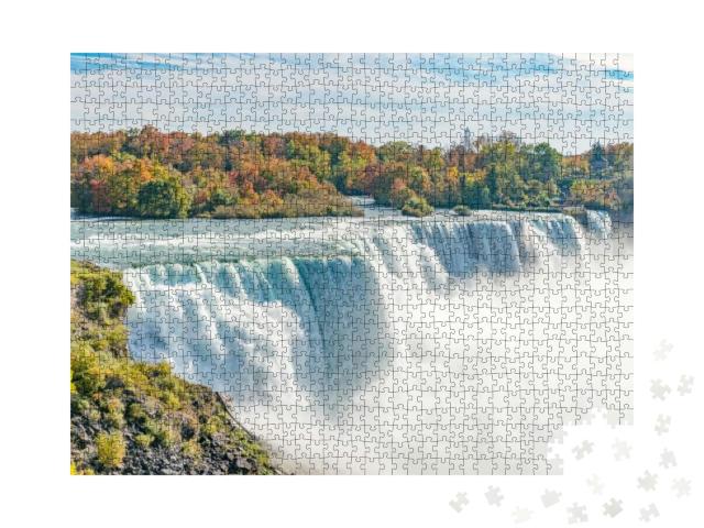 American Falls At Niagara River in Autumn Sunny Day... Jigsaw Puzzle with 1000 pieces