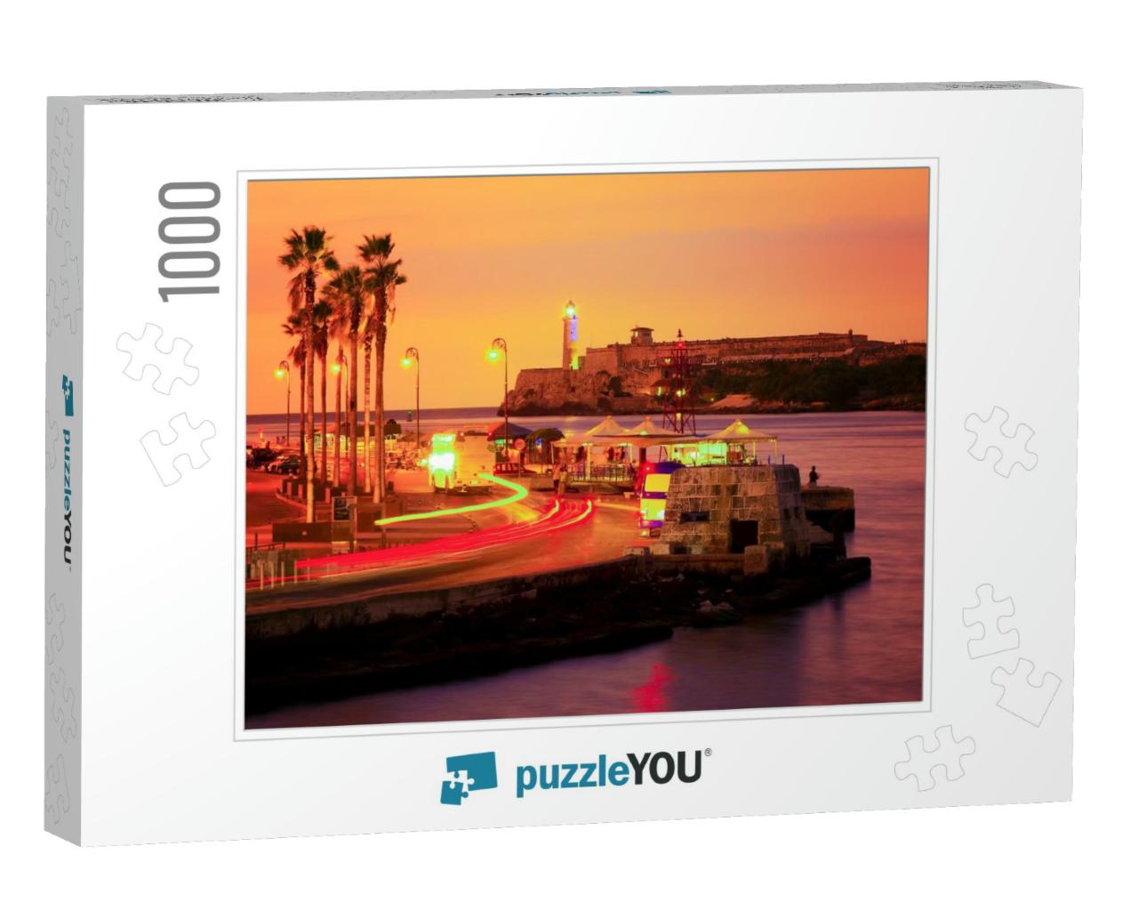 Colorful Sunset in Havana with a View of the Bay & the Li... Jigsaw Puzzle with 1000 pieces