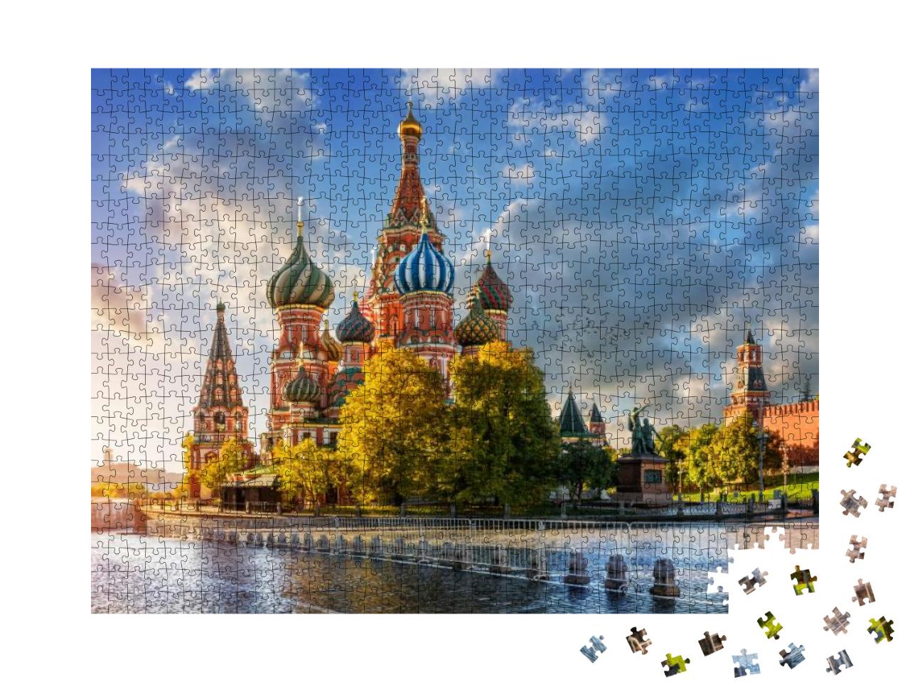 St. Basils Cathedral on Red Square in Moscow in the Light... Jigsaw Puzzle with 1000 pieces