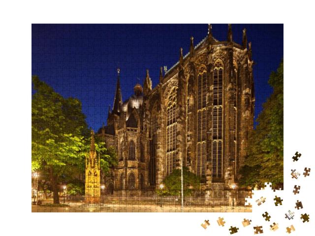 Backside of the Cathedral of Aachen, Germany Seen from Mu... Jigsaw Puzzle with 1000 pieces