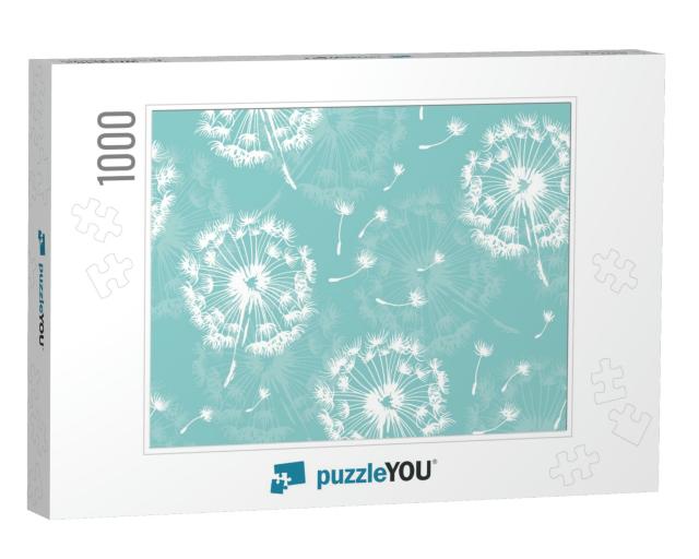 Seamless Dandelion Pattern, Vector Plant & Seeds Illustra... Jigsaw Puzzle with 1000 pieces