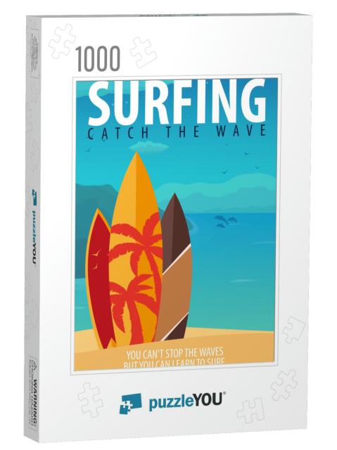 Surfing Banner & Poster. Surfboards on a Beach. Surf & Su... Jigsaw Puzzle with 1000 pieces