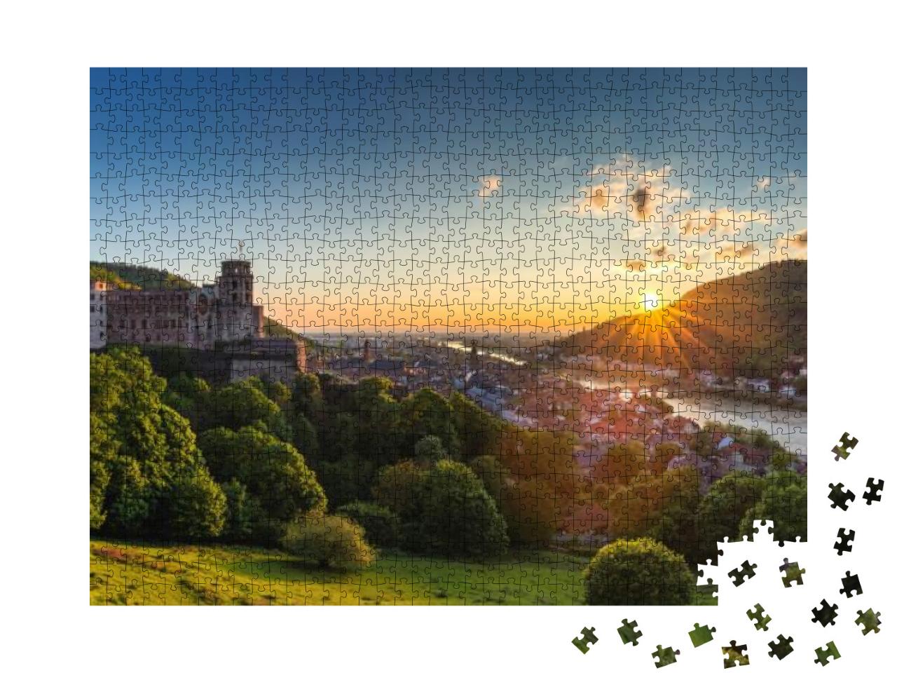 Heidelberg Town with the Famous Old Bridge & Heidelberg C... Jigsaw Puzzle with 1000 pieces