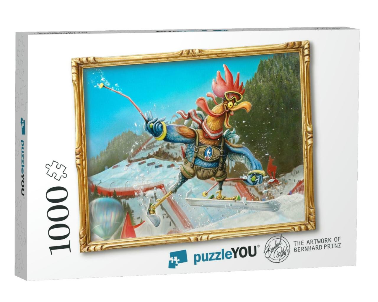 Rooster Downhill Ski Race Jigsaw Puzzle with 1000 pieces