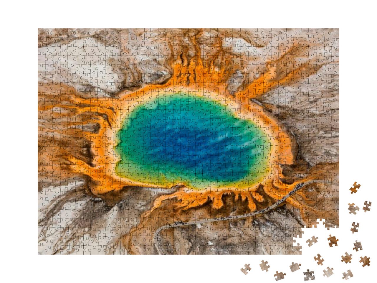 Aerial of Grand Prismatic Spring in Yellowstone National... Jigsaw Puzzle with 1000 pieces